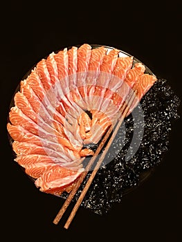 slices salmon sashimi japanice food the best plate