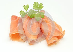 Slices of smoked salmon photo