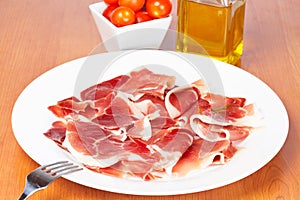 Slices of spanish ham