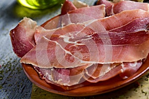 Slices of spanish serrano ham