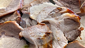 Slices of succulent roasted pork