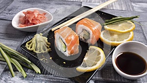 2 slices of sushi for torrets and decoration photo