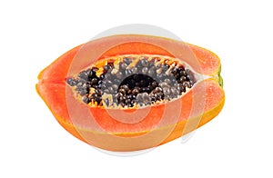 Slices of sweet papaya on white background