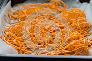 Slices of sweet potato noodles