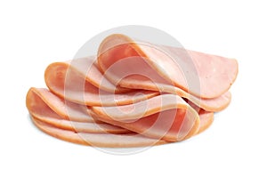 Slices of tasty fresh ham isolated