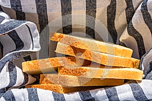 Slices of toast bread in a rustic composition