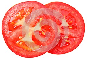 slices of tomato isolated on a white background top view