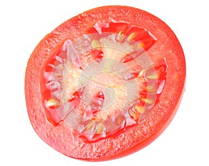 slices of tomato isolated on a white background top view