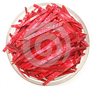 Slices of uncooked beetroot