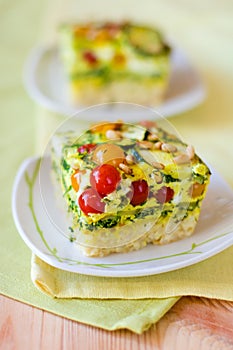 Slices of vegetable gratin(quiche)