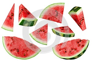 Slices of watermelon pulp set isolated on white background