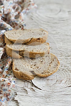 Slices of whole grain bread with walnuts