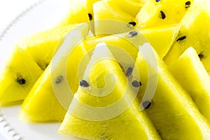 Slices of yellow watermelon