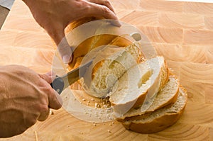 Slicing bread photo