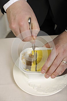 Slicing a foie gras terrine