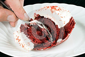 Slicing The Red Velvet Cupcake