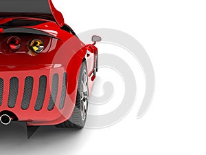 Slick red super sports car - beauty shot - taillight closeup shot