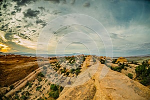 Slick Rock Hiking in Devils Garden in Morning Light