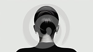 Slicked Back: Monochrome Vectorized Drawing Of Woman\'s Hair With Bun