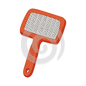 Slicker brush for dogs and cats. A grooming tool. A pet care item. A flat vector illustration isolated on a white photo