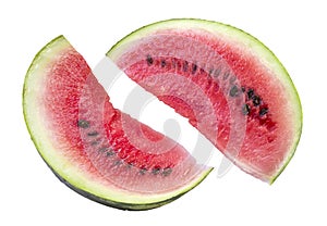 Slics of fresh watermelon on white background