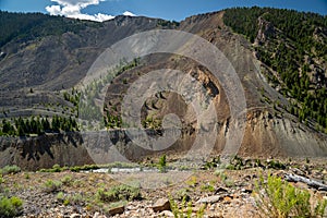 Slide area view of the Earthquake Lake area in Montana, from the 1959 natural disaster