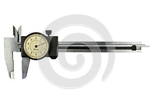 Slide caliper with round scale isolated on white background