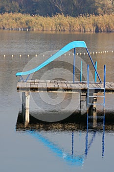 Slide on the lake dock