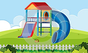 Slide playhouse in playground