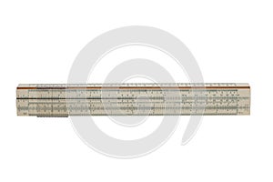 Slide rule by 25 centimeters on a isolated background.