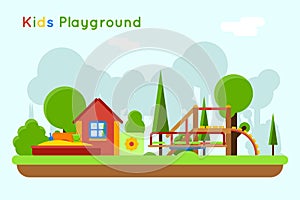 Slide and sandpit in the playground