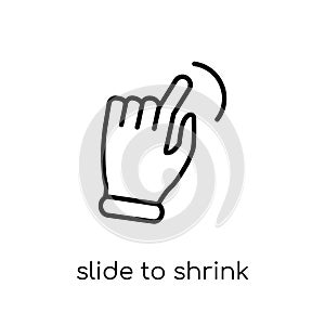 Slide to shrink icon. Trendy modern flat linear vector Slide to