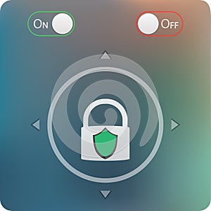Slide to unlock button and on off buttons isolated