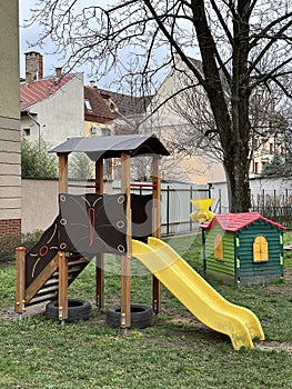 Slide and toys at the kindergarten