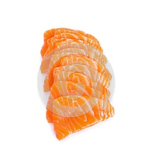 Slided Raw Salmon Sashimi White Background