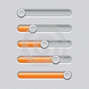 Slider bars. Gray orange volume level console