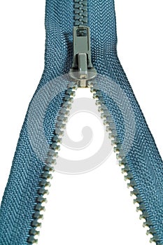 Slider on plastic zip fastener close up