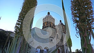 Slider of Templo de Santo Domingo de Guzman in Oaxaca downtown, Dawn morning gimbal shot