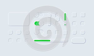 Sliders for websites, mobile menu, navigation and apps. Neumorphic UI UX white user interface web buttons and ui sliders.