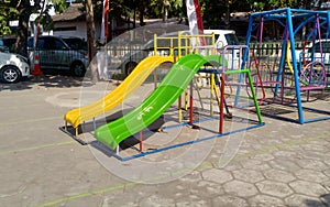 Slides at the schoolyard for kids