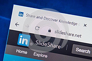 Slideshare.net Web Site. Selective focus.