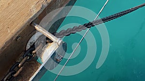 Sliding of the anchor chain on the tension roller