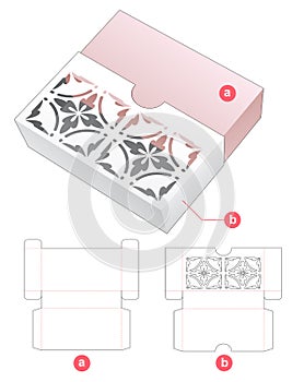 Sliding box with stenciled pattern on cover die cut template