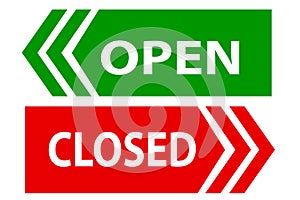 Sliding door opening and closed direction. slide open and closed door sign,Vector