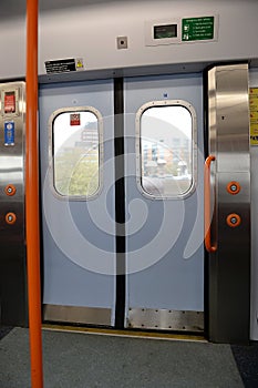 Sliding doors inside train