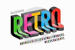 Sliding down retro style 3d font