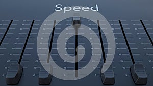 Sliding fader with speed inscription. Conceptual 3D rendering