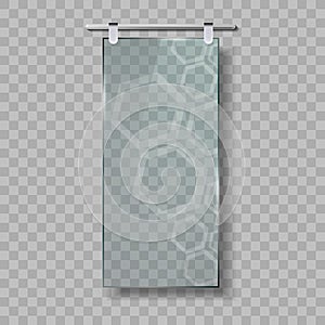 Sliding Glass Door With Handle And Hinges Vector