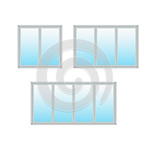 Sliding glass door icon set