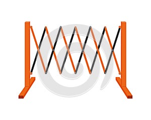 Sliding road barrier. Traffic obstacle isolated on white background. Work zone safety fence. Vector cartoon illustration